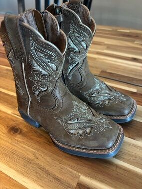 Ariat Brown Leather Western Boot- Toddler/Little Girls Size 8